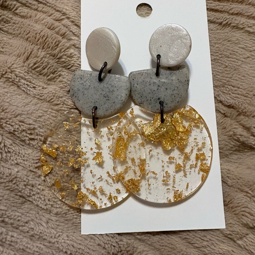 Gold and Gray Statement Earrings